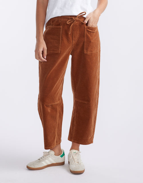Cord Leo Barrel Jean - Camel