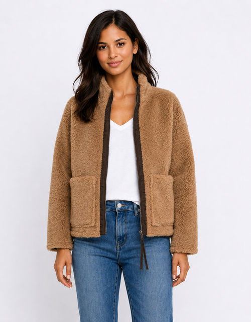 Layla Teddy Fleece Jacket - Tan