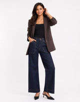 Diploma Two Button Vent Sleeve Blazer - Dark Chocolate