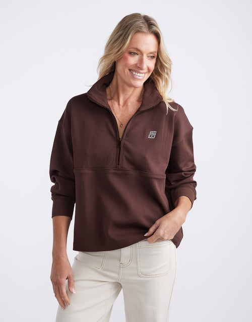 Escape Super Soft Half Zip Top - Chocolate