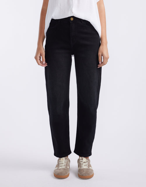 Harper Stretch Mum Barrel Jean - Black