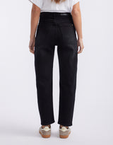 Harper Stretch Mum Barrel Jean - Black