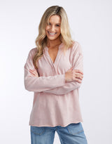 Henley Sunset Top - Dusty Pink