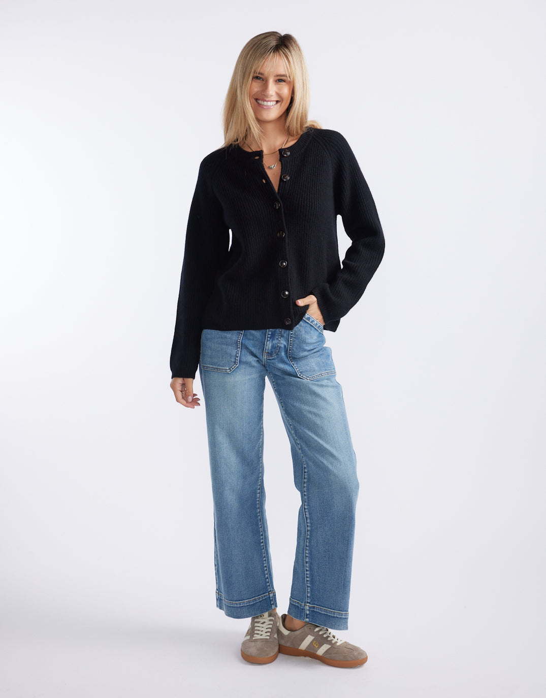 Maison Wool Cashmere Cardigan - Black