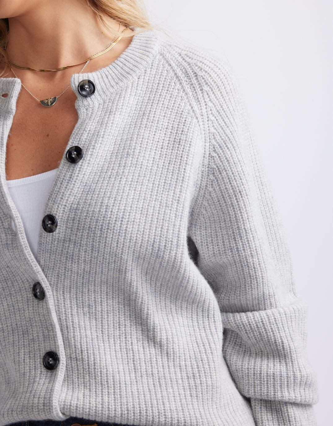 Maison Wool Cashmere Cardigan - Grey Marle