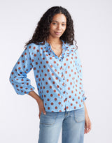 Malta Blouse - Powder Blue/Mocha