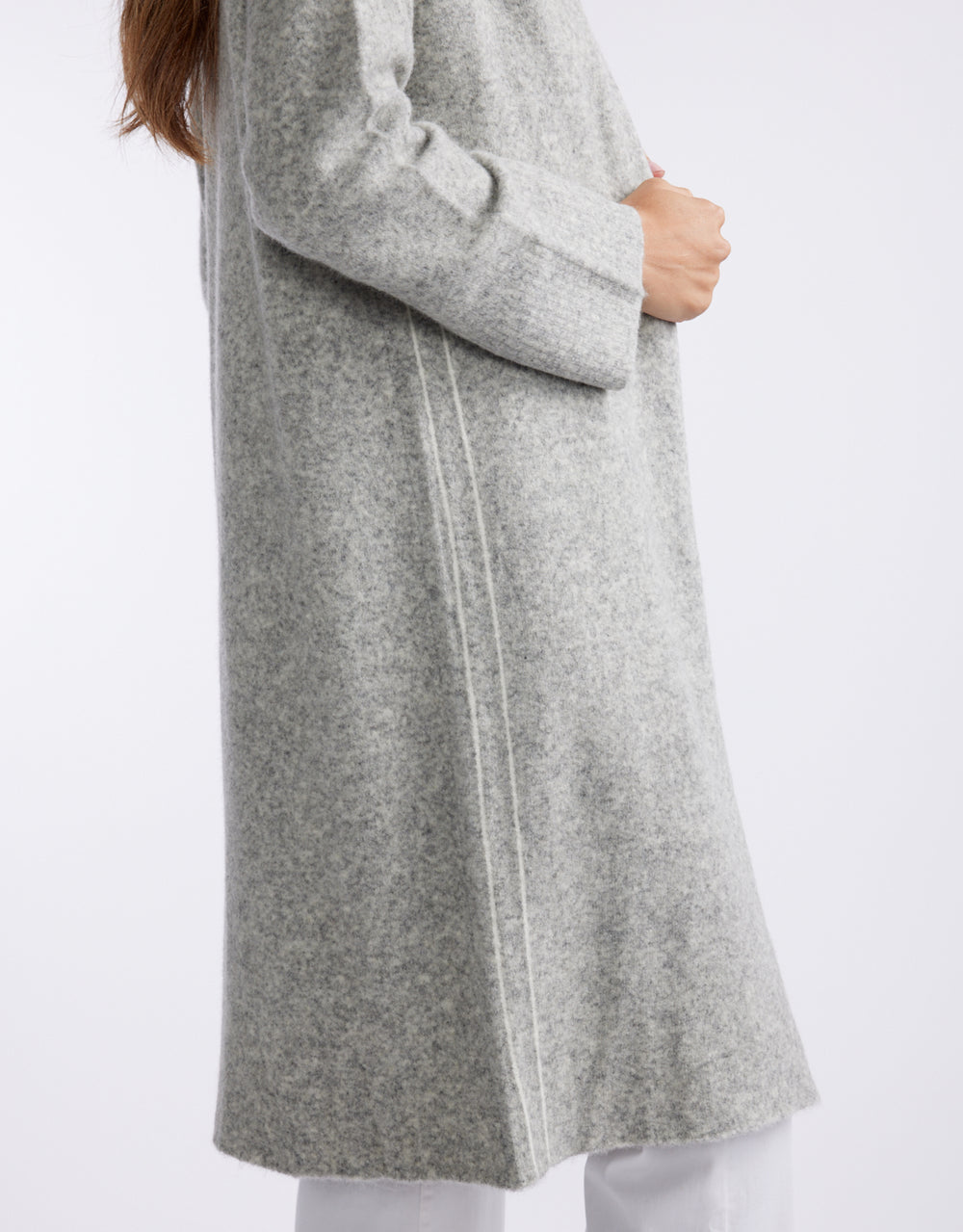 Montreux Wool Alpaca Longline Cardigan - Grey Marle