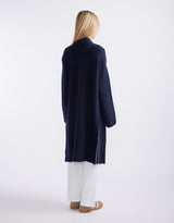 Montreux Wool Alpaca Longline Cardigan - Navy
