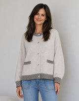 Macie Wool Blend Cardi - Latte/Choc