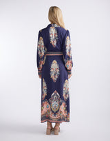 Amelie Shirt Midi Dress - Navy Print