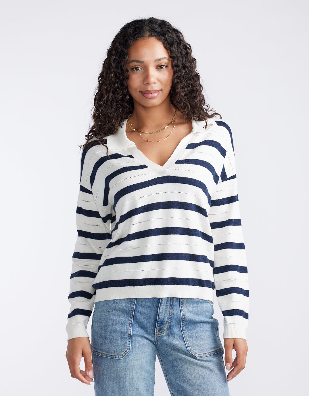 Polo Frenchie Knit - Ecru/Navy