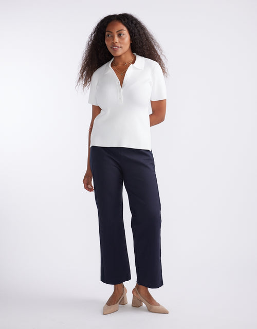 Timeless Straight Leg Ponte Pant  - Navy/Navy