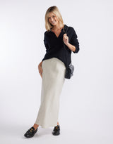 Provence Wool Cashmere Collared Knit - Black