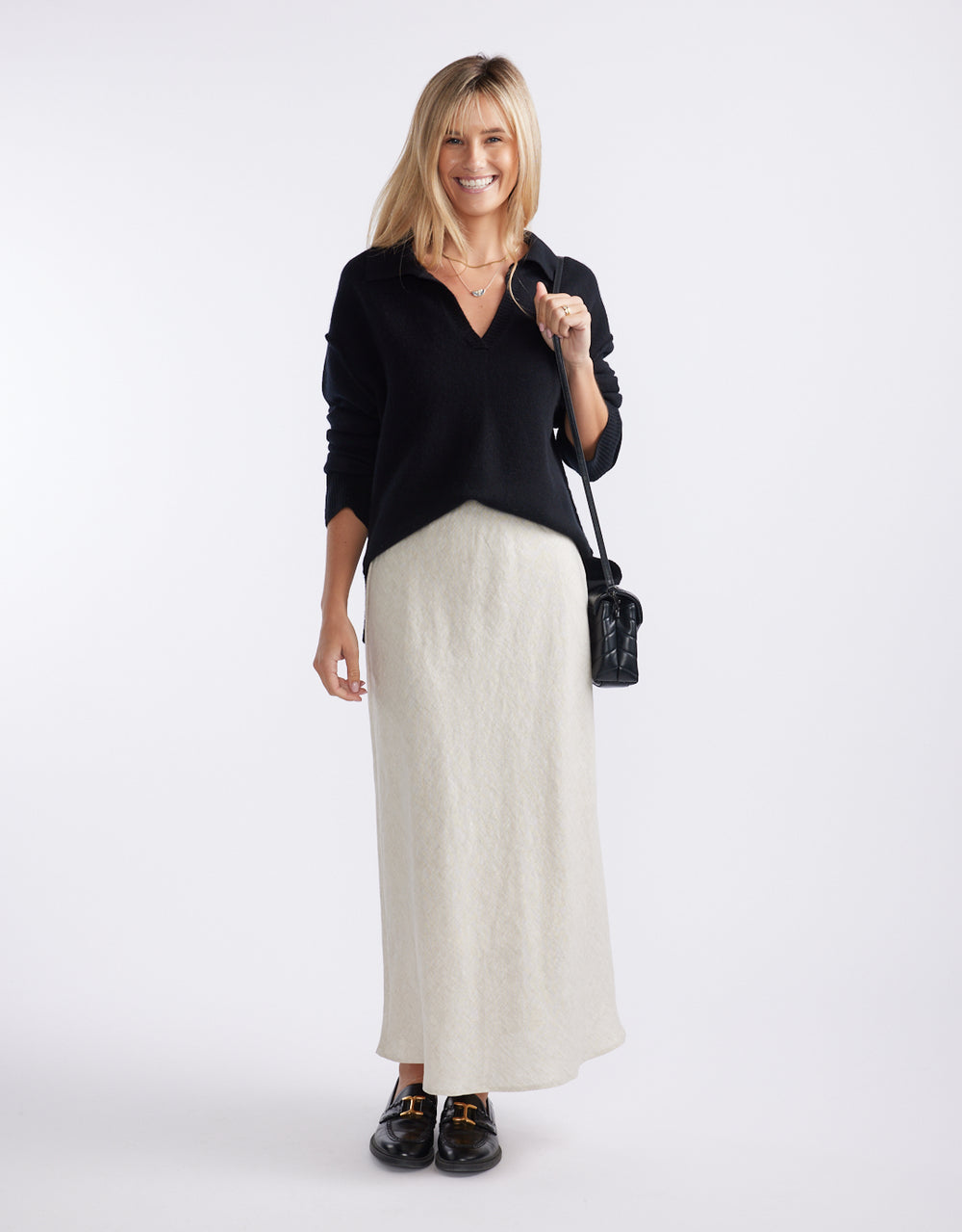 Provence Wool Cashmere Collared Knit - Black