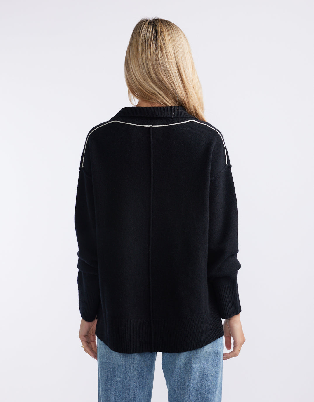 Provence Wool Cashmere Collared Knit - Black