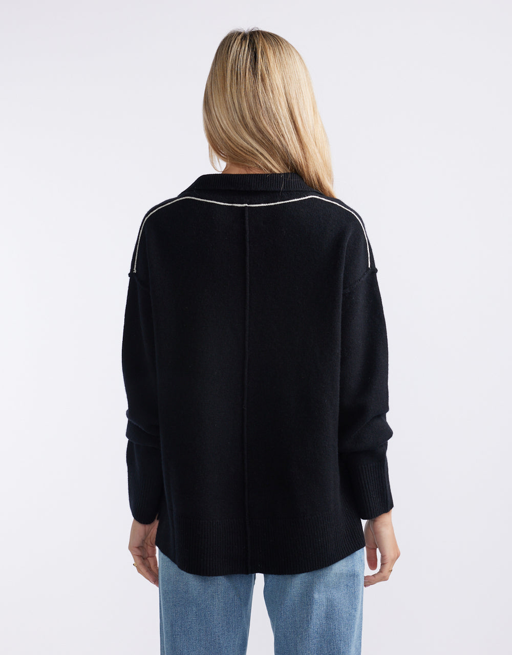 Provence Wool Cashmere Collared Knit - Black