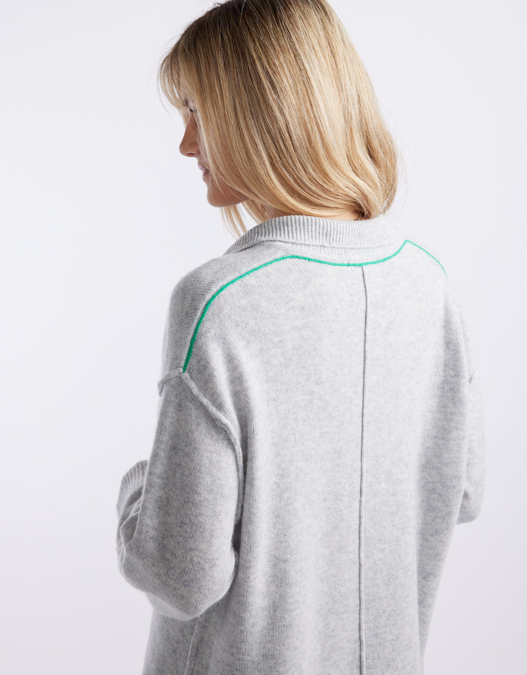 Provence Wool Cashmere Collared Knit - Grey Marle