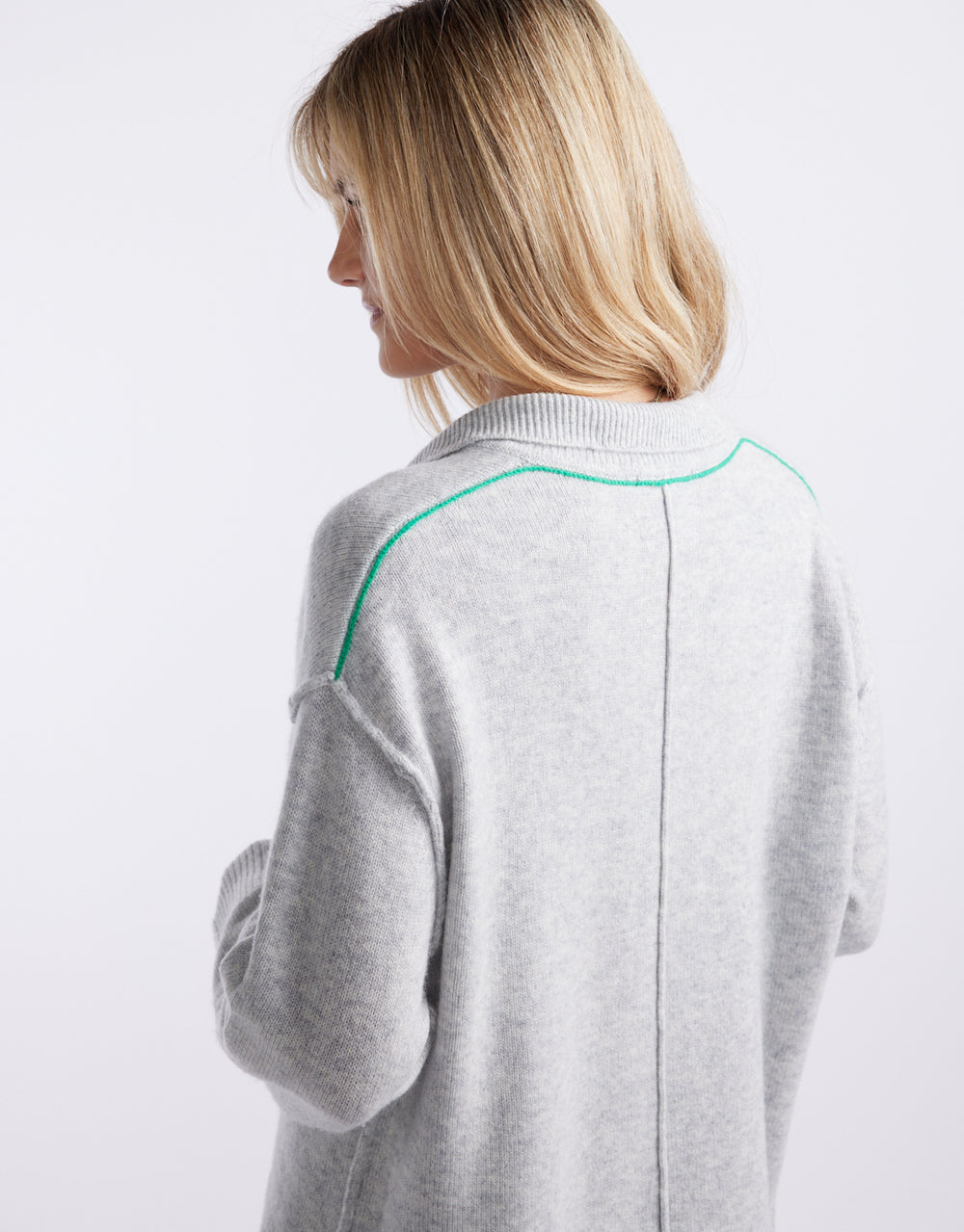 Provence Wool Cashmere Collared Knit - Grey Marle