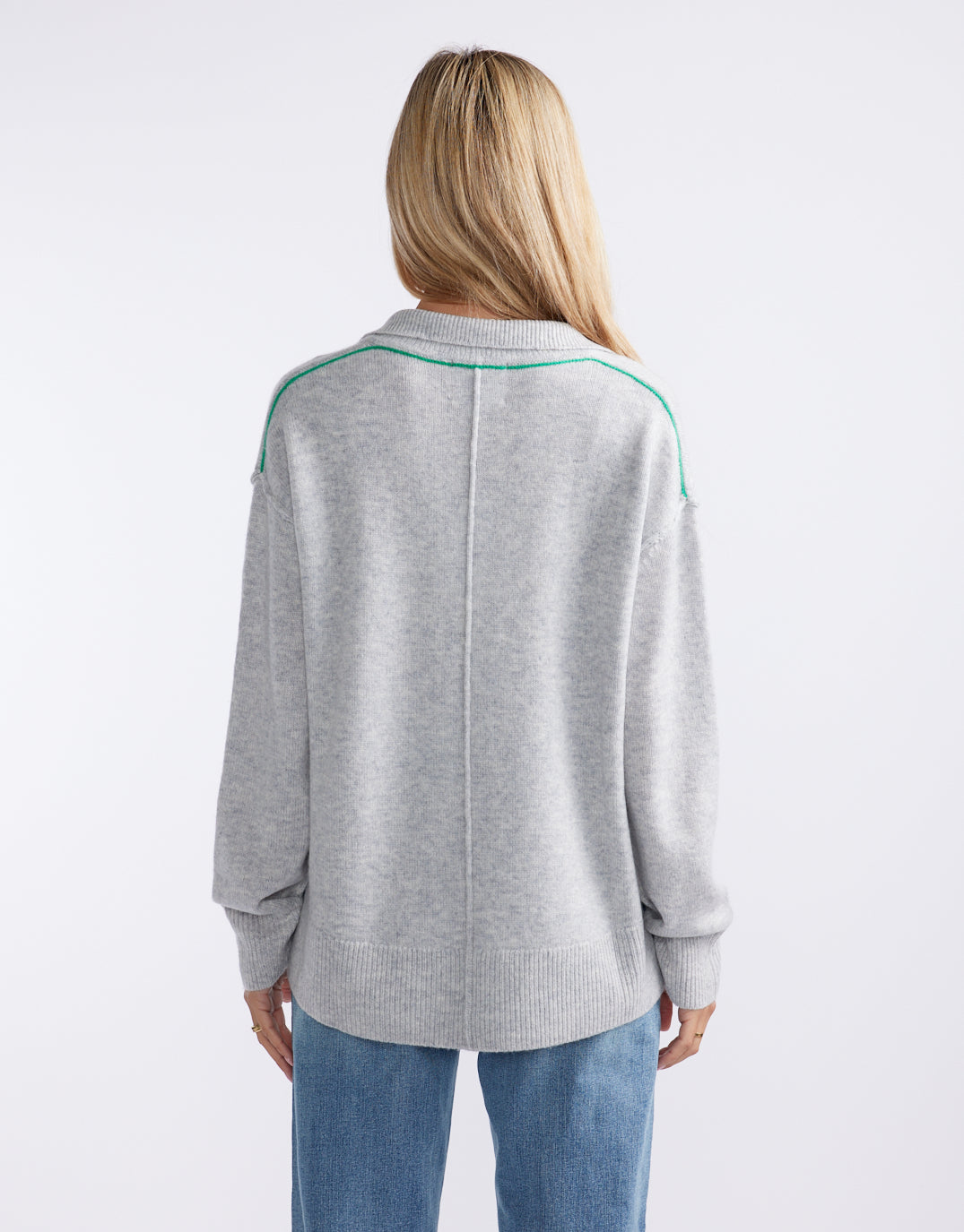 Provence Wool Cashmere Collared Knit - Grey Marle