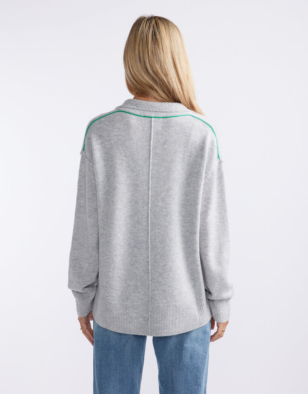 Provence Wool Cashmere Collared Knit - Grey Marle