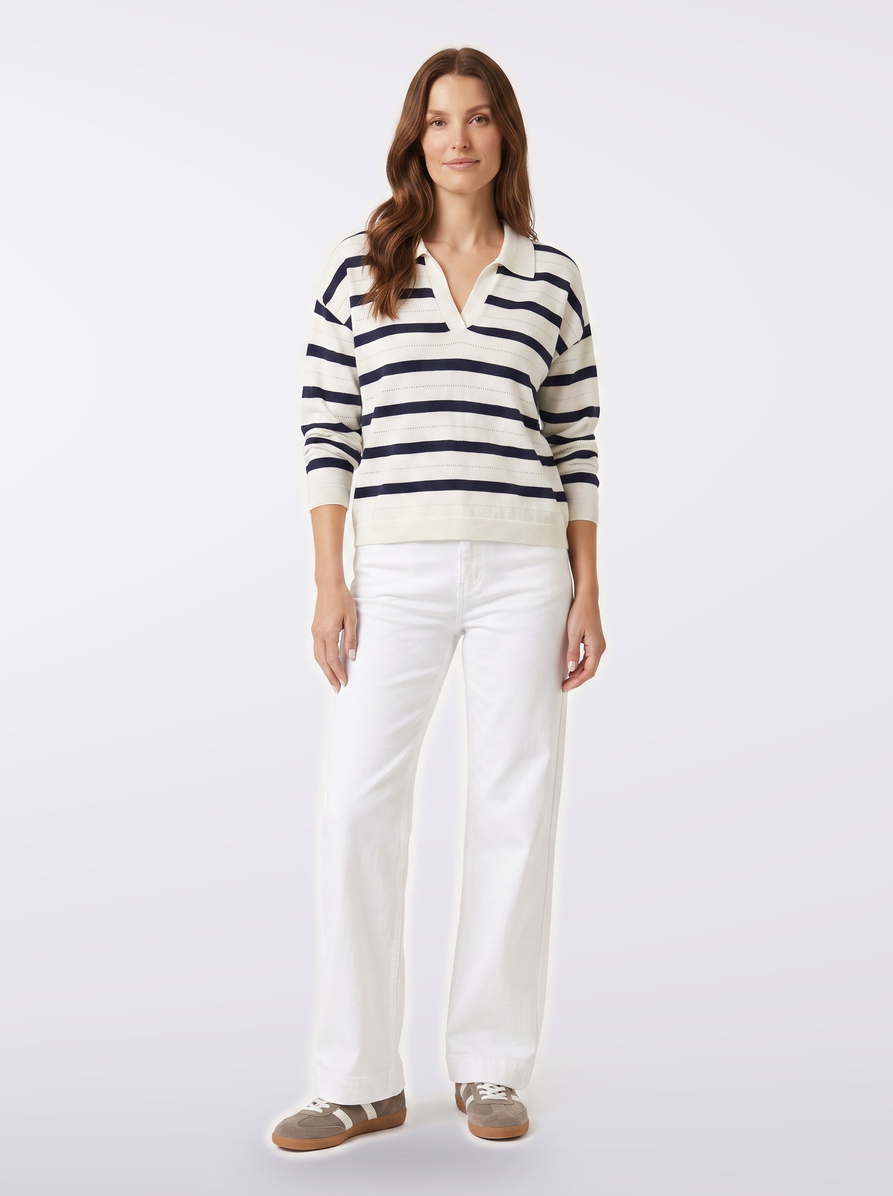 Polo Frenchie Knit - Navy/White
