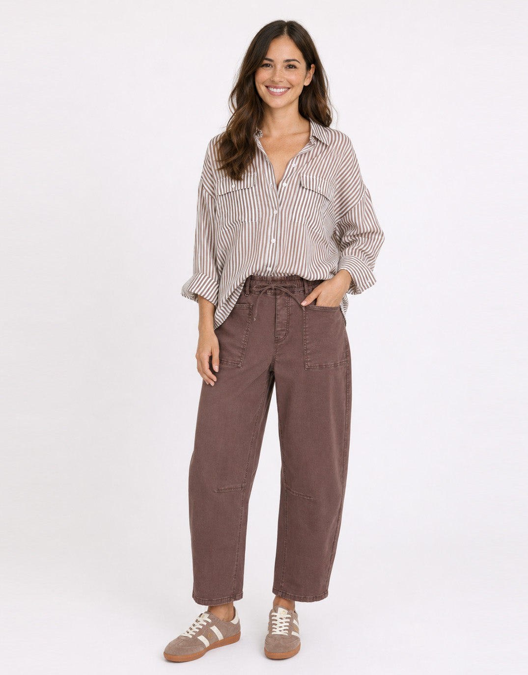 Preppy Pocket Front Shirt - Chocolate Stripe