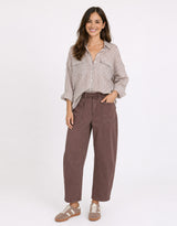 Preppy Pocket Front Shirt - Chocolate Stripe