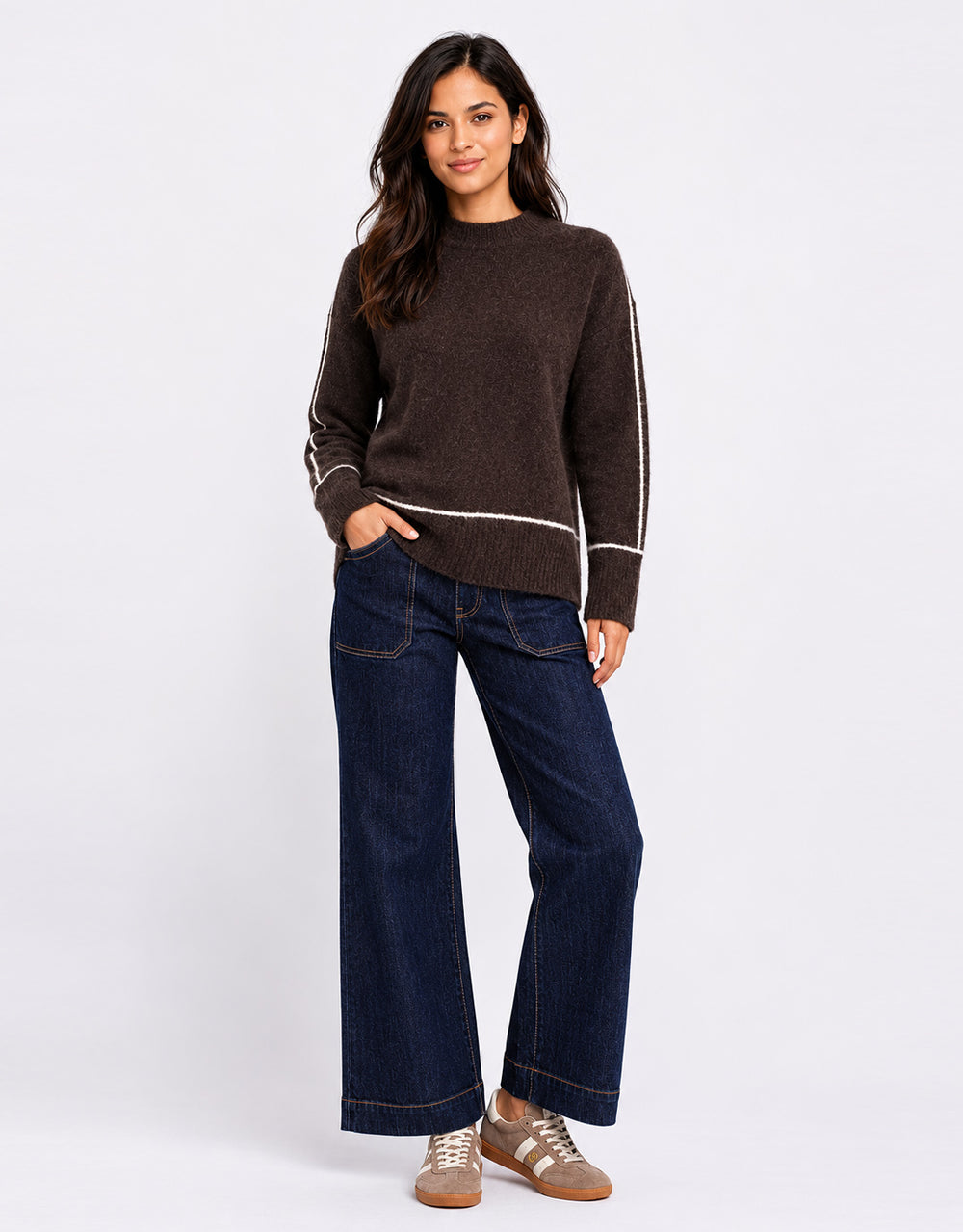 Quest Contrast Detail Jumper - Chocolate