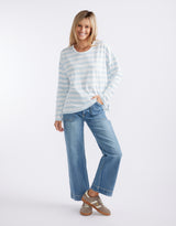 Relaxed Long Sleeve T-Shirt - Ice Blue/White