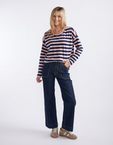 Relaxed Long Sleeve T-Shirt - Navy/Washed Pink