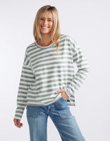 Relaxed Long Sleeve T-Shirt - Sage/Cream