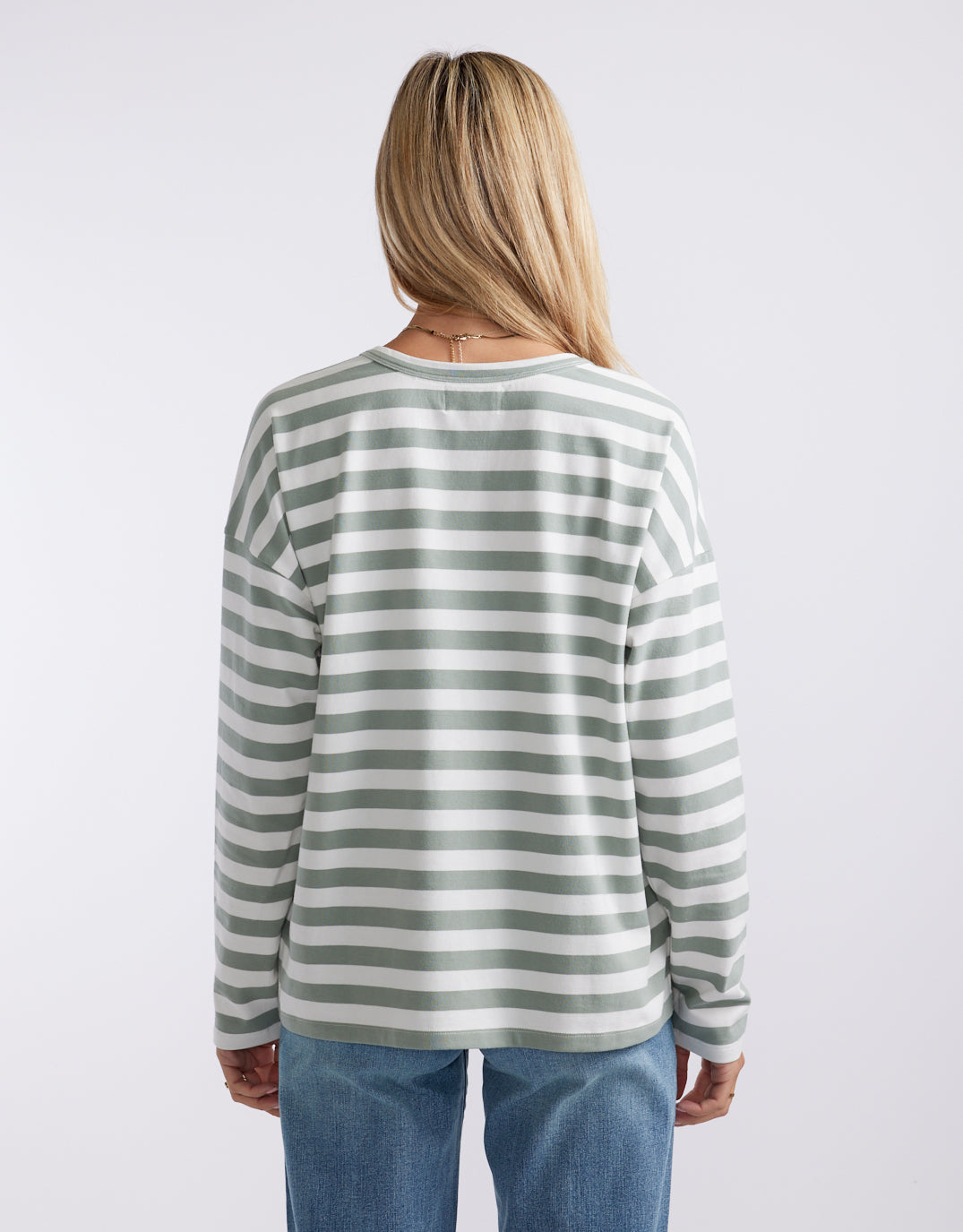 Relaxed Long Sleeve T-Shirt - Sage/Cream