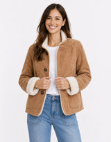 Reversible Sherpa Jacket - Camel/Ecru