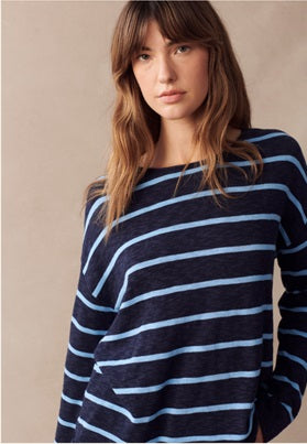Minnie Knit Top - Navy/Blue Stripe