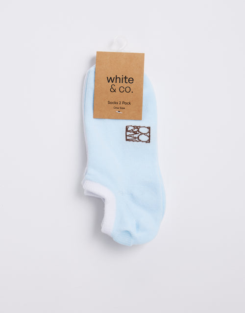 Monogram Socks - Ice Blue/White 2 Pack