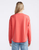 Staple Scoop Hem Sweat - Washed Red