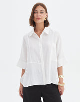 Seam Detail Boxy Shirt - White