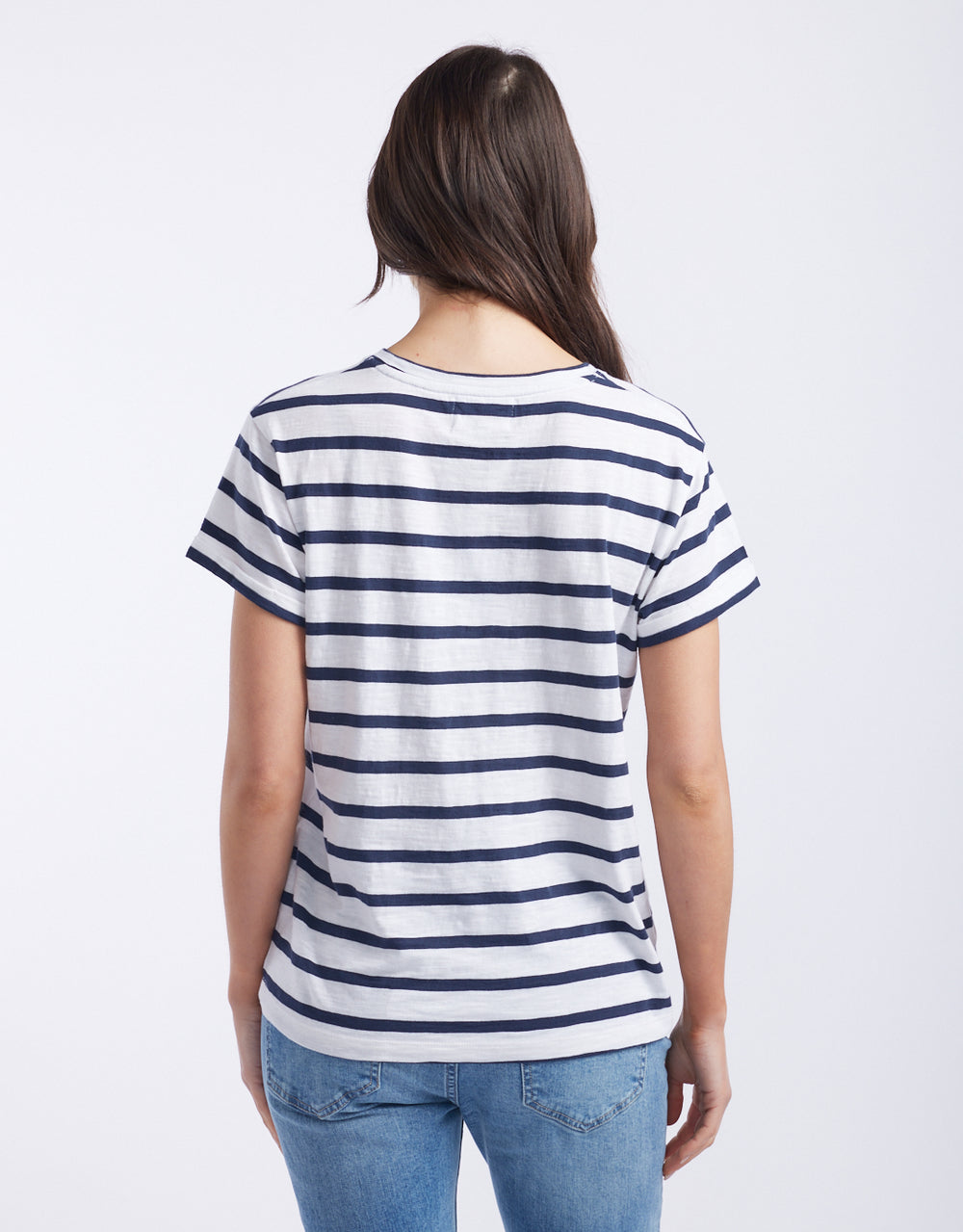 Turn Back T-Shirt - White/Navy Stripe