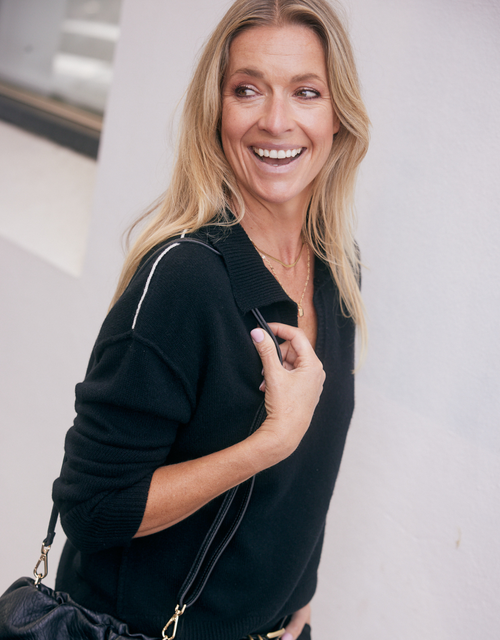 Provence Wool Cashmere Collared Knit - Black