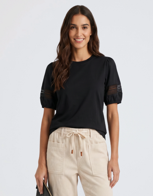 Alex Cotton Sleeve Tee - Black