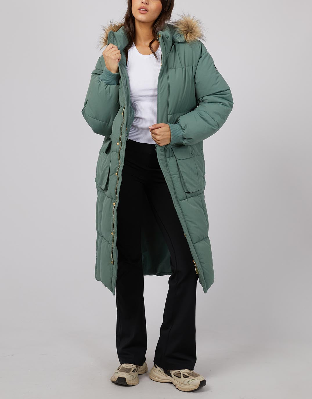 Active Fur Longline Puffer Green