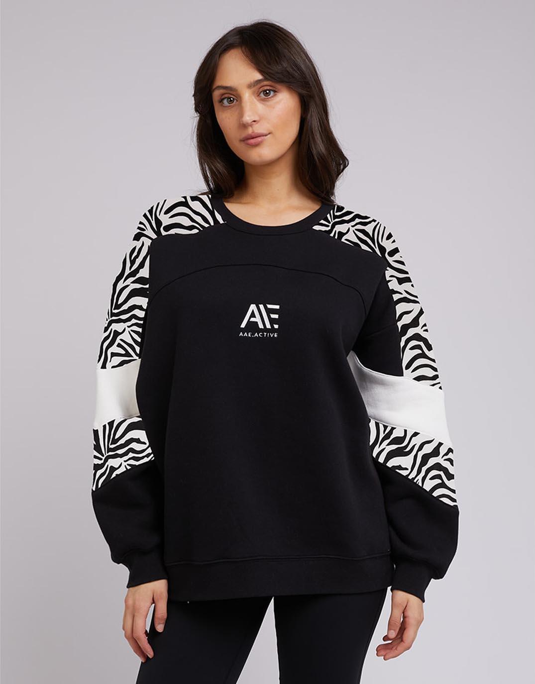 All About Eve - Parker Panelled Crew - Black - White & Co Living Jumpers