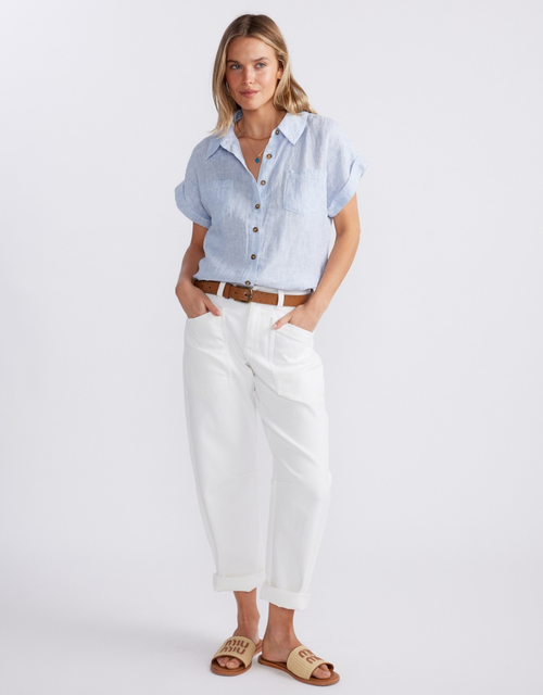 Saskia Cargo Barrel Jean - White