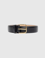 Belle Leather Gold Buckle Belt - Black