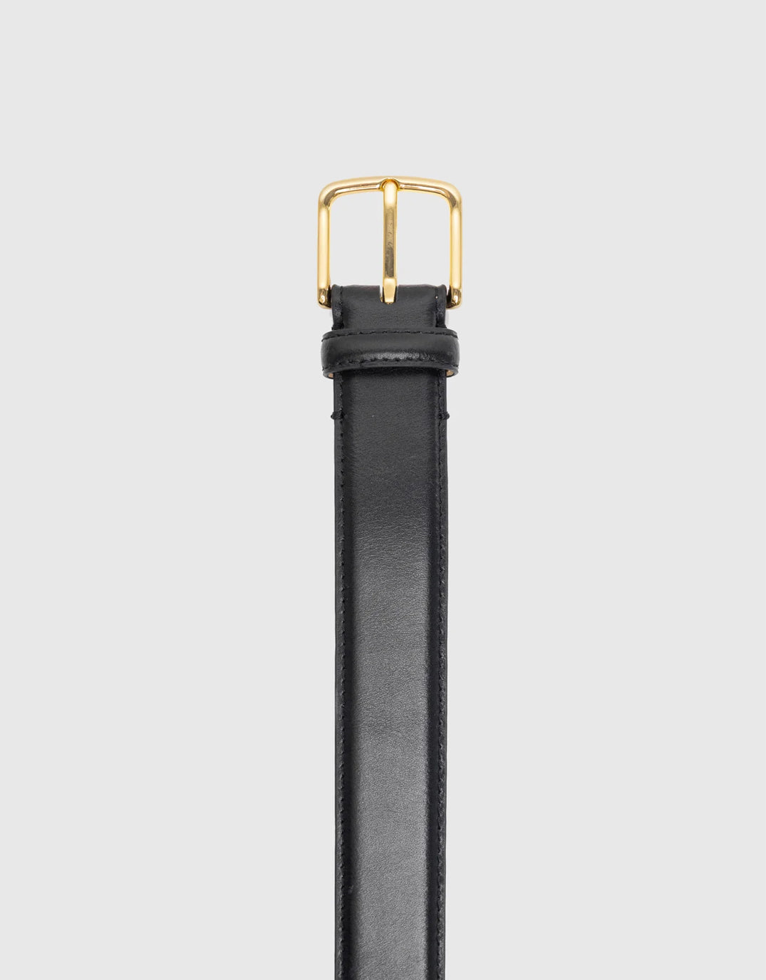 Belle Leather Gold Buckle Belt - Black