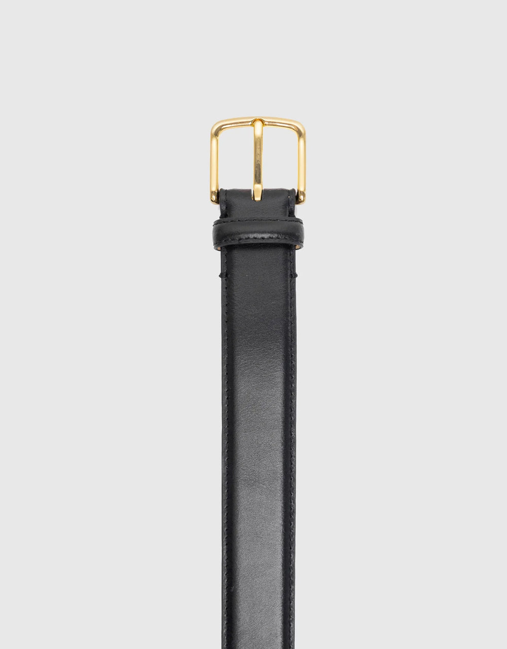 Belle Leather Gold Buckle Belt - Black