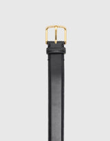 Belle Leather Gold Buckle Belt - Black
