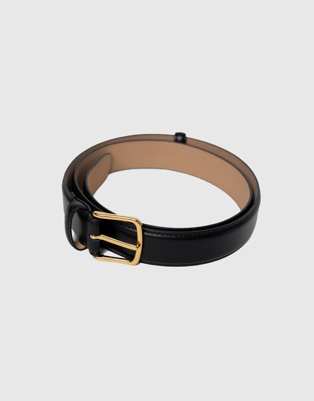 Belle Leather Gold Buckle Belt - Black
