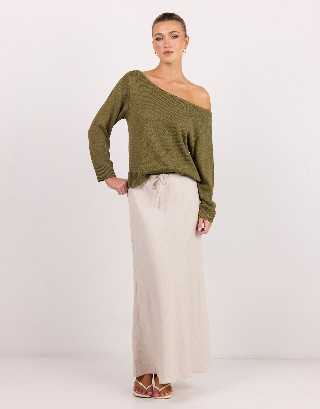 Eventide Boat Neck Long Sleeve Jumper - Sage