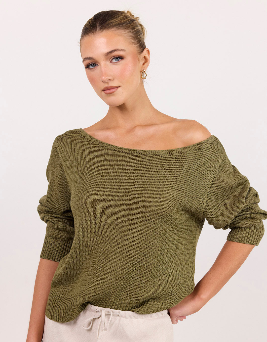 Eventide Boat Neck Long Sleeve Jumper - Sage